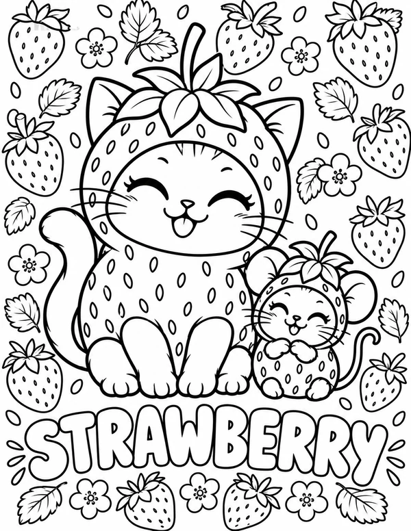 Strawberry costume illustration from the developing fruit and veggie adventure.